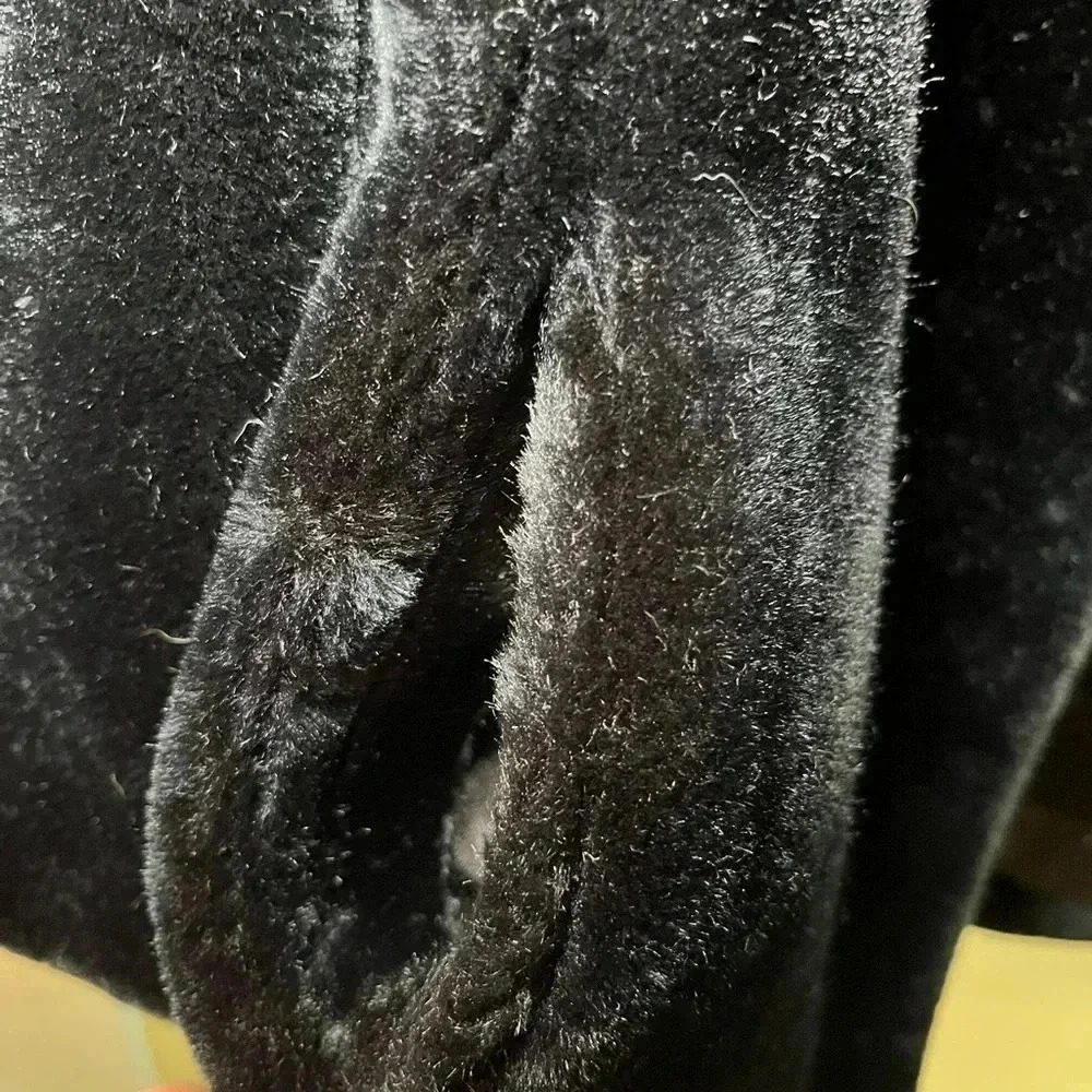 Vintage Womens Coat 13-14 Glenoit Intrigue Black Faux Fur Union Made in USA. - Picture 10 of 14